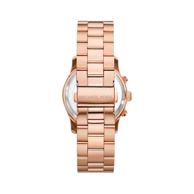 Buy Shop Michael Kors Runway Three-Hand Silver Dial Rose Gold Steel Strap Watch for Women - MK7473 USA Online