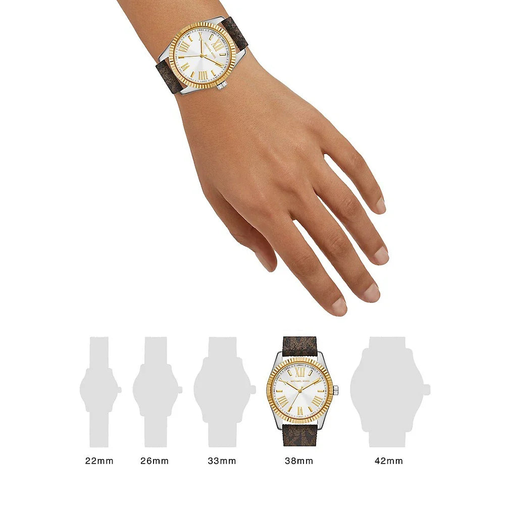 Buy Shop Michael Kors Lexington Silver Dial Brown Leather Strap Watch For Women - MK4745 USA Online