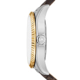 Buy Shop Michael Kors Lexington Silver Dial Brown Leather Strap Watch For Women - MK4745 USA Online