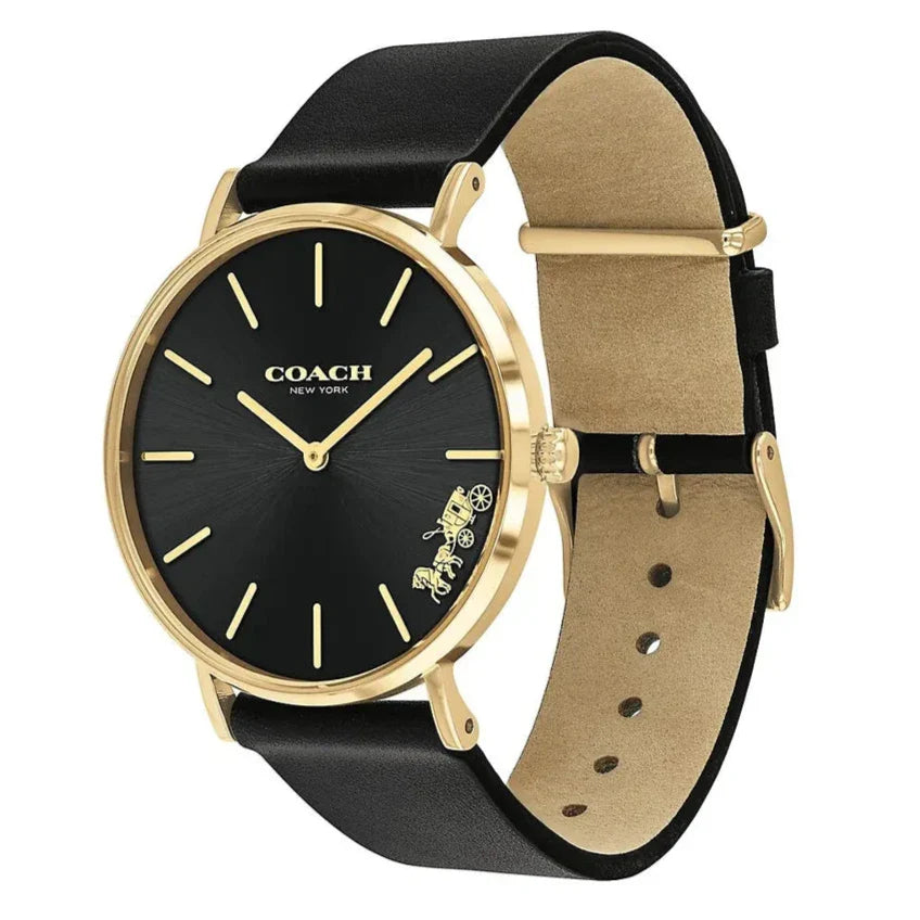Buy Shop Coach Perry Black Dial Black Leather Strap Watch for Women - 14503333 USA Online