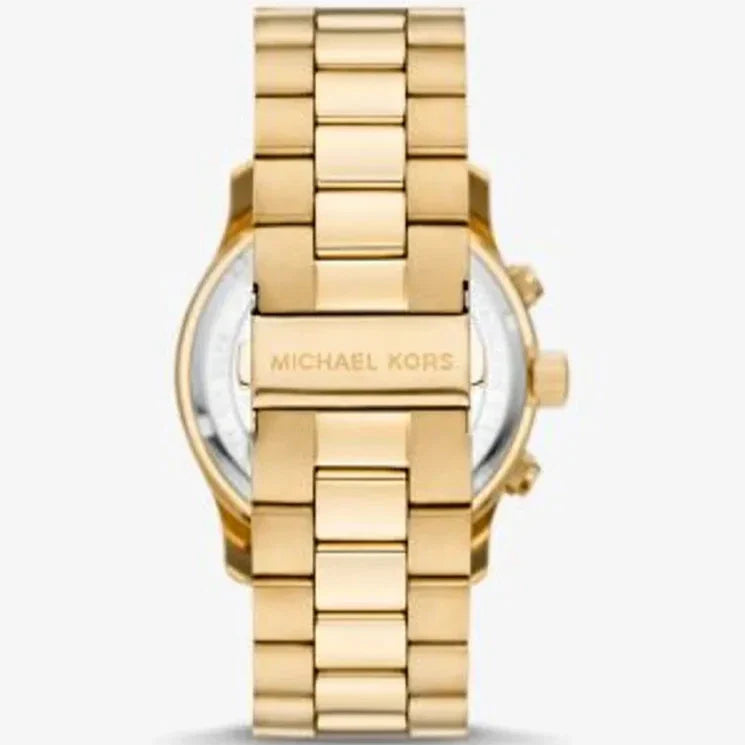 Buy Shop Michael Kors Slim Runway Three-Hand Gold Dial Gold Steel Strap Watch for Women - MK9122 USA Online