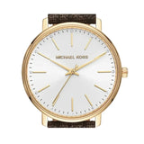 Buy Shop Michael Kors Pyper Quartz Silver Dial Brown Leather Strap Watch For Women - MK2857 USA Online