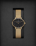 Buy Shop Daniel Wellington Classic Petite Black Dial Gold Mesh Bracelet Watch For Women - DW00100347 USA Online