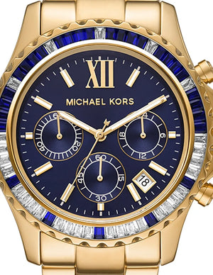 Buy Shop Michael Kors Everest Chronograph Blue Dial Gold Steel Strap Watch For Women - MK6971 USA Online