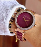 Buy Shop Michael Kors Parker Maroon Dial Two Tone Steel Strap Watch for Women - MK6412 USA Online