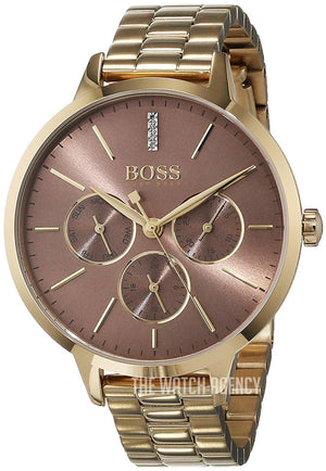 Buy Shop Hugo Boss Symphony Brown Dial Gold Steel Strap Watch for Women - 1502422 USA Online