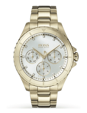 Buy Shop Hugo Boss Premiere White Dial Gold Steel Strap Watch for Women - 1502445 USA Online