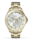 Hugo Boss Premiere White Dial Gold Steel Strap Watch for Women - 1502445