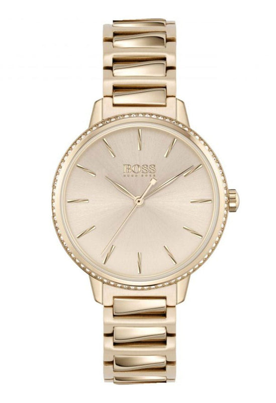 Buy Shop Hugo Boss Signature Gold Dial Gold Stainless Steel Strap Watch for Women - 1502540 USA Online