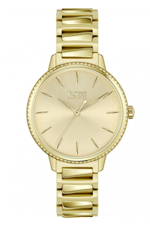 Buy Shop Hugo Boss Signature Gold Dial Gold Steel Strap Watch for Women - 1502541 USA Online