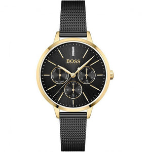 Buy Shop Hugo Boss Symphony Black Dial Black Mesh Bracelet Watch for Women - 1502601 USA Online