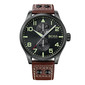 Buy Shop Hugo Boss Aeroliner Maxx Black Dial Brown Leather Strap Watch For Men - 1513079 USA Online