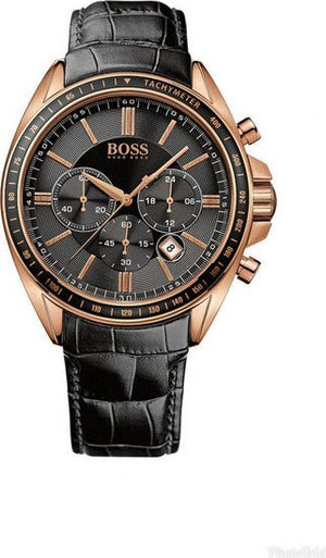 Buy Shop Hugo Boss Driver Black Dial Black Leather Strap Watch for Men - 1513092 USA Online