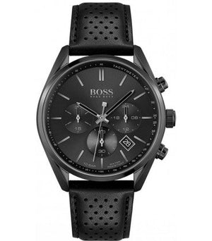 Buy Shop Hugo Boss Champion Black Dial Black Leather Strap Watch for Men - 1513880 USA Online