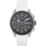 Hugo Boss Volane Grey Dial White SIlicone Strap Watch for Men - 1513948