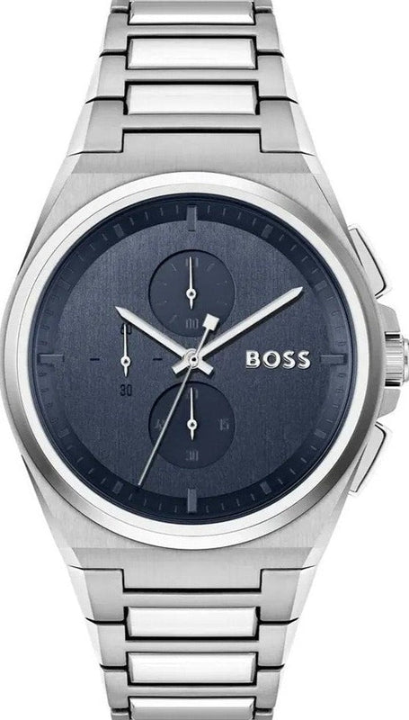 Buy Shop Hugo Boss Steer Chronograph Blue Dial Silver Steel Strap Watch For Men - 1514048 USA Online