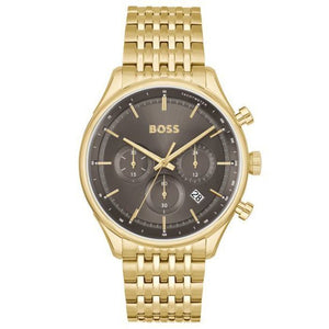 Buy Shop Hugo Boss Gregor Chronograph Grey Dial Gold Steel Strap Watch For Men - 1514051 USA Online