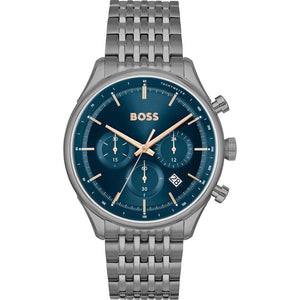Buy Shop Hugo Boss Gregor Chronograph Blue Dial Grey Steel Strap Watch For Men - 1514083 USA Online