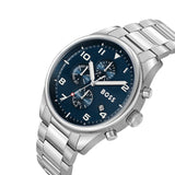 Hugo Boss View Chronograph Blue Dial Silver Steel Strap Watch For Men - 1513989