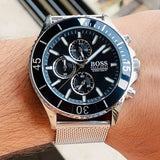 Buy Shop Hugo Boss Admiral Black Dial Silver Mesh Bracelet Watch for Men - 1513904 USA Online