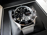 Buy Shop Hugo Boss Admiral Black Dial Silver Mesh Bracelet Watch for Men - 1513904 USA Online