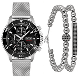 Buy Shop Hugo Boss Admiral Black Dial Silver Mesh Bracelet Watch for Men - 1513904 USA Online
