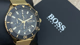 Buy Shop Hugo Boss Admiral Chronograph Black Dial Gold Mesh Bracelet Watch for Men - 1513906 USA Online