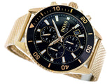 Buy Shop Hugo Boss Admiral Chronograph Black Dial Gold Mesh Bracelet Watch for Men - 1513906 USA Online