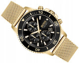 Buy Shop Hugo Boss Admiral Chronograph Black Dial Gold Mesh Bracelet Watch for Men - 1513906 USA Online
