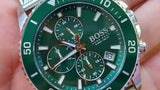 Buy Shop Hugo Boss Admiral Green Dial Silver Mesh Bracelet Watch for Men - 1513905 USA Online