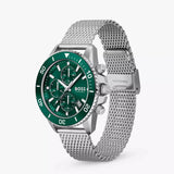 Buy Shop Hugo Boss Admiral Green Dial Silver Mesh Bracelet Watch for Men - 1513905 USA Online
