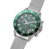 Buy Shop Hugo Boss Admiral Green Dial Silver Mesh Bracelet Watch for Men - 1513905 USA Online