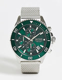Buy Shop Hugo Boss Admiral Green Dial Silver Mesh Bracelet Watch for Men - 1513905 USA Online