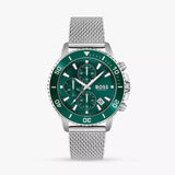 Buy Shop Hugo Boss Admiral Green Dial Silver Mesh Bracelet Watch for Men - 1513905 USA Online