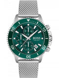 Buy Shop Hugo Boss Admiral Green Dial Silver Mesh Bracelet Watch for Men - 1513905 USA Online