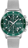 Buy Shop Hugo Boss Admiral Green Dial Silver Mesh Bracelet Watch for Men - 1513905 USA Online