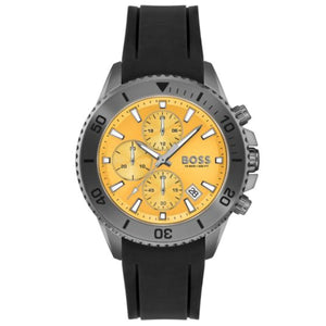 Buy Shop Hugo Boss Admiral Yellow Dial Black Rubber Silicone Strap Watch for Men - 1513968 USA Online