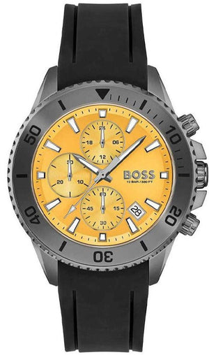 Buy Shop Hugo Boss Admiral Yellow Dial Black Rubber Silicone Strap Watch for Men - 1513968 USA Online