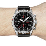 Buy Shop Hugo Boss Aero Chronograph Black Dial Black Leather Strap Watch for Men - 1513770 USA Online