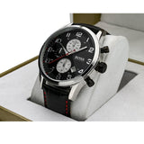 Buy Shop Hugo Boss Aeroliner Black Dial Black Leather Strap Watch for Men - 1512631 USA Online