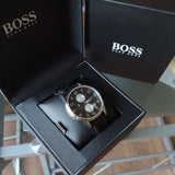 Buy Shop Hugo Boss Aeroliner Black Dial Black Leather Strap Watch for Men - 1512631 USA Online