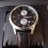 Buy Shop Hugo Boss Aeroliner Black Dial Black Leather Strap Watch for Men - 1512631 USA Online