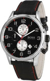 Buy Shop Hugo Boss Aeroliner Black Dial Black Leather Strap Watch for Men - 1512631 USA Online
