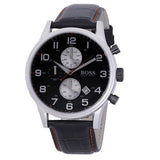 Buy Shop Hugo Boss Aeroliner Black Dial Black Leather Strap Watch for Men - 1512631 USA Online
