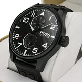 Buy Shop Hugo Boss Aeroliner Black Dial Black Leather Strap Watch For Men - 1513083 USA Online