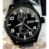 Buy Shop Hugo Boss Aeroliner Black Dial Black Leather Strap Watch For Men - 1513083 USA Online