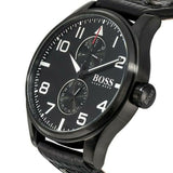 Buy Shop Hugo Boss Aeroliner Black Dial Black Leather Strap Watch For Men - 1513083 USA Online