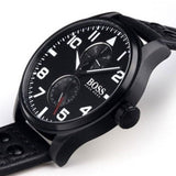 Buy Shop Hugo Boss Aeroliner Black Dial Black Leather Strap Watch For Men - 1513083 USA Online