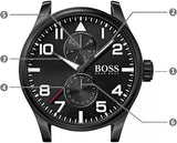 Buy Shop Hugo Boss Aeroliner Black Dial Black Leather Strap Watch For Men - 1513083 USA Online