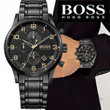 Buy Shop Hugo Boss Aeroliner Black Dial Black Steel Strap Watch for Men - 1513275 USA Online
